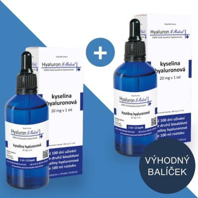 100% kyselina hyaluronová k vnitřnímu užití - výhodné dvojbalení