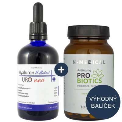 N-Medical Hyaluron URO + Antiaging probiotics - zvýhodněná sada 2 ks